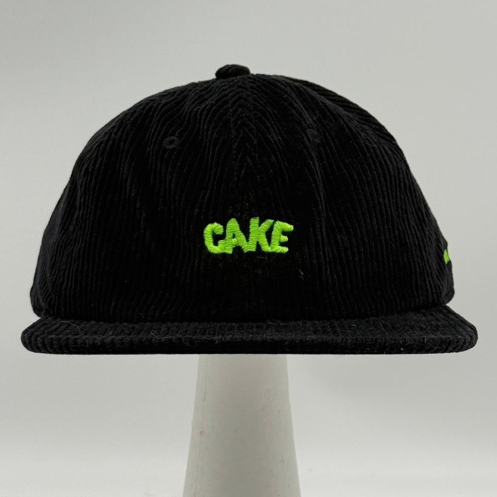AS Colour Cake Too Hot Not To Rise Black Corduroy Hat Neon Green Embroidery Cap